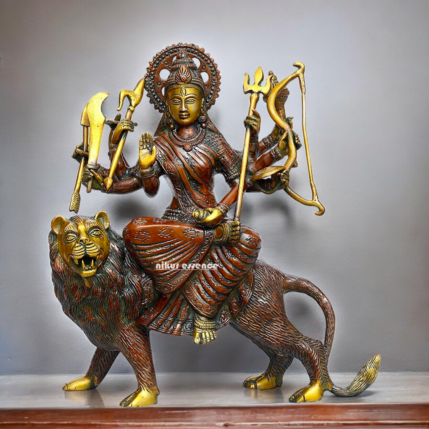 Shop Brass Durga Sherawali Maa idol - 11.5 inches