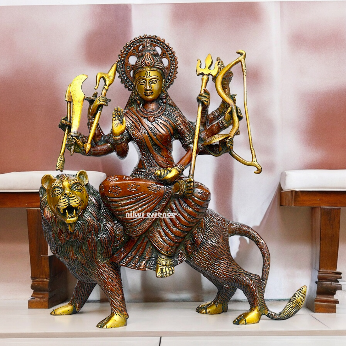 Shop Brass Durga Sherawali Maa idol - 11.5 inches