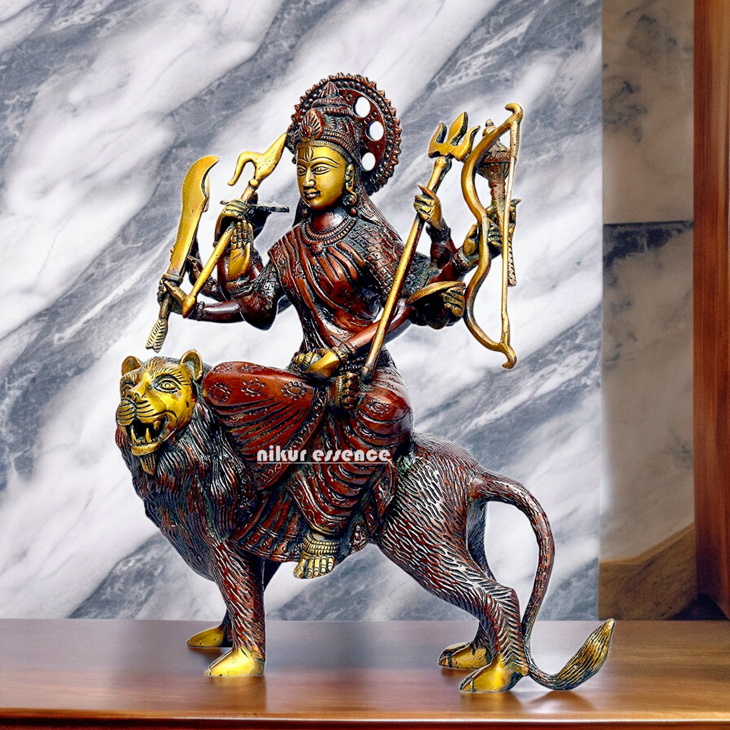 Shop Brass Durga Sherawali Maa idol - 11.5 inches