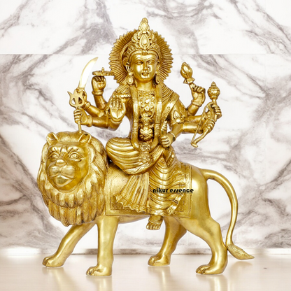 Shop Solid Brass Durga Maa Sitting on Lion Idol - 17 inches