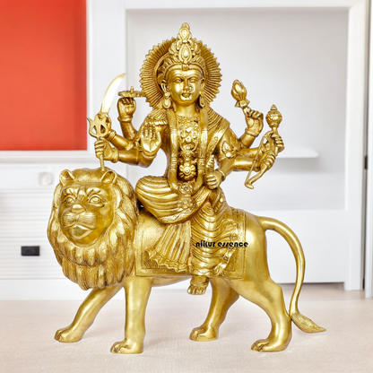 Shop Solid Brass Durga Maa Sitting on Lion Idol - 17 inches