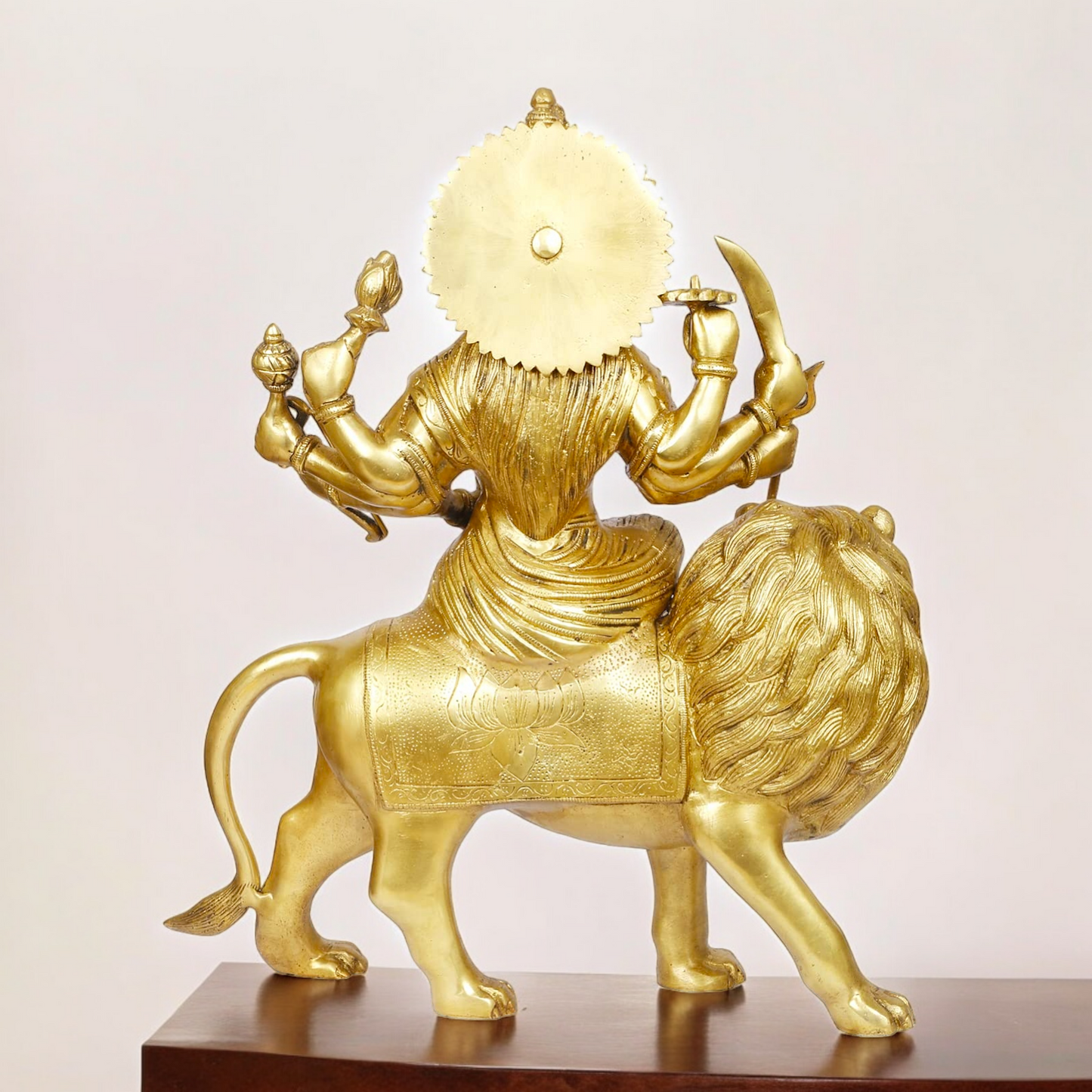 Shop Solid Brass Durga Maa Sitting on Lion Idol - 17 inches