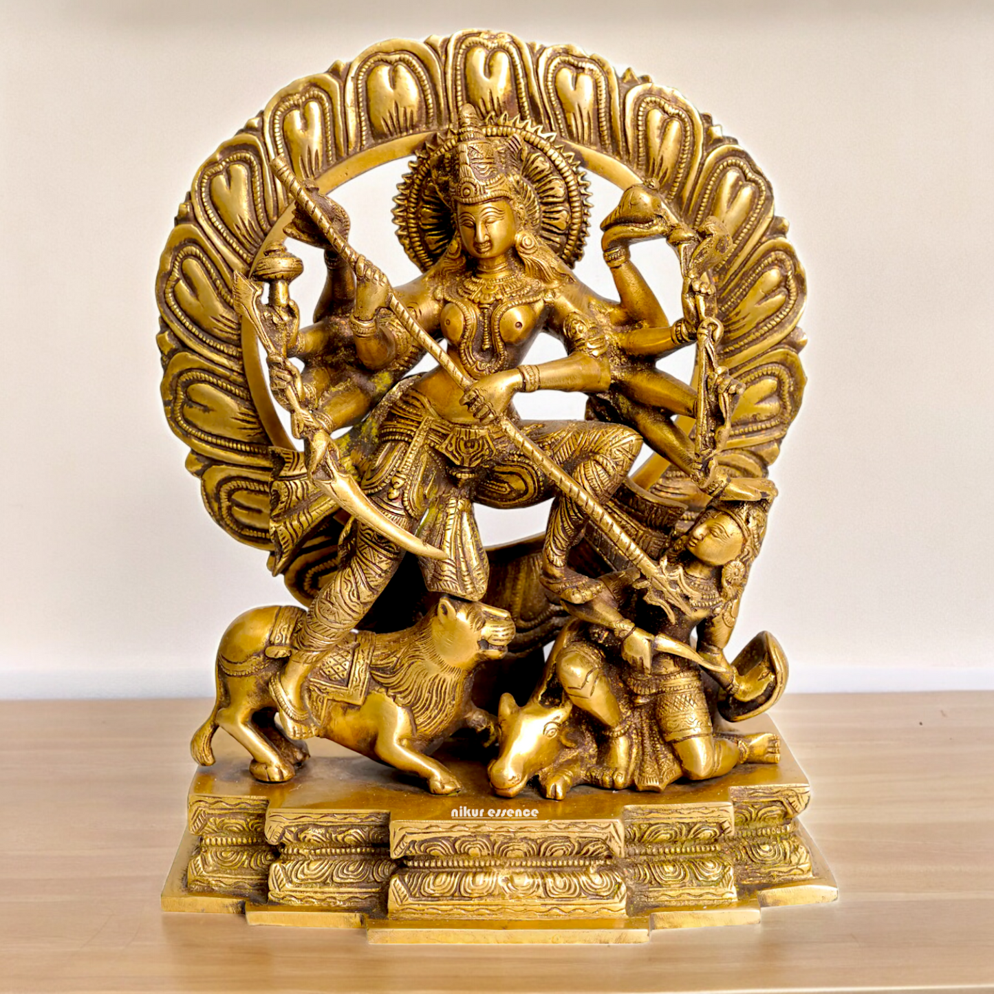 Shop Mahishasuramardini Goddess Durga Ten-Armed Brass Idol - 12.008 Inches