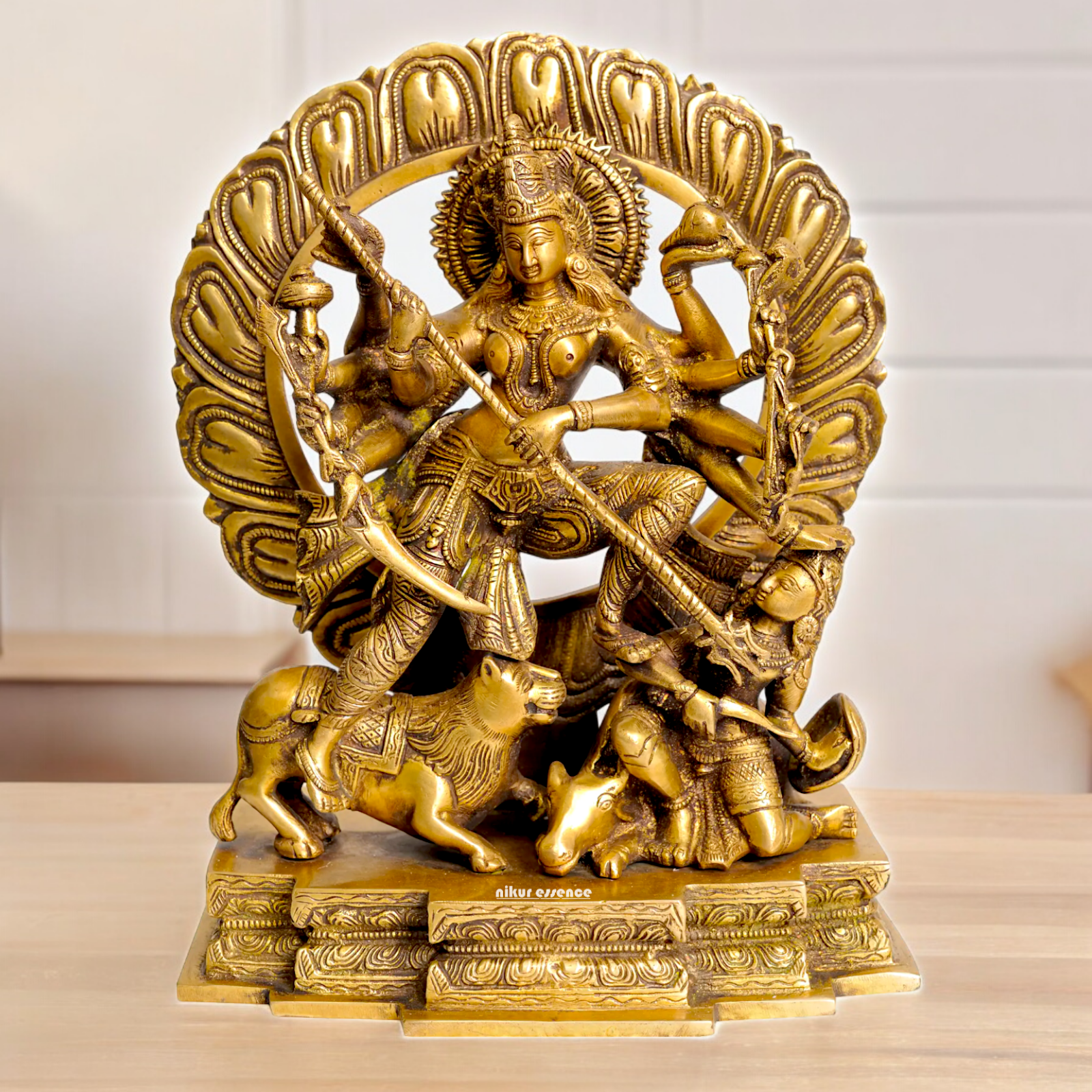 Shop Mahishasuramardini Goddess Durga Ten-Armed Brass Idol - 12.008 Inches