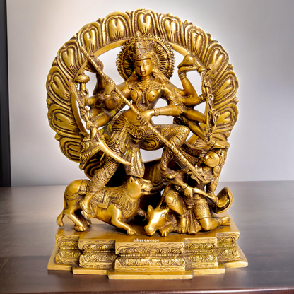 Shop Mahishasuramardini Goddess Durga Ten-Armed Brass Idol - 12.008 Inches