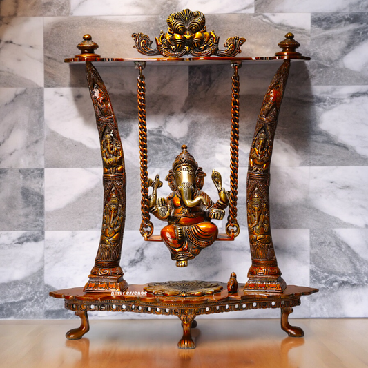 buy online brass Ganesh swing jhula idol - 43 cm