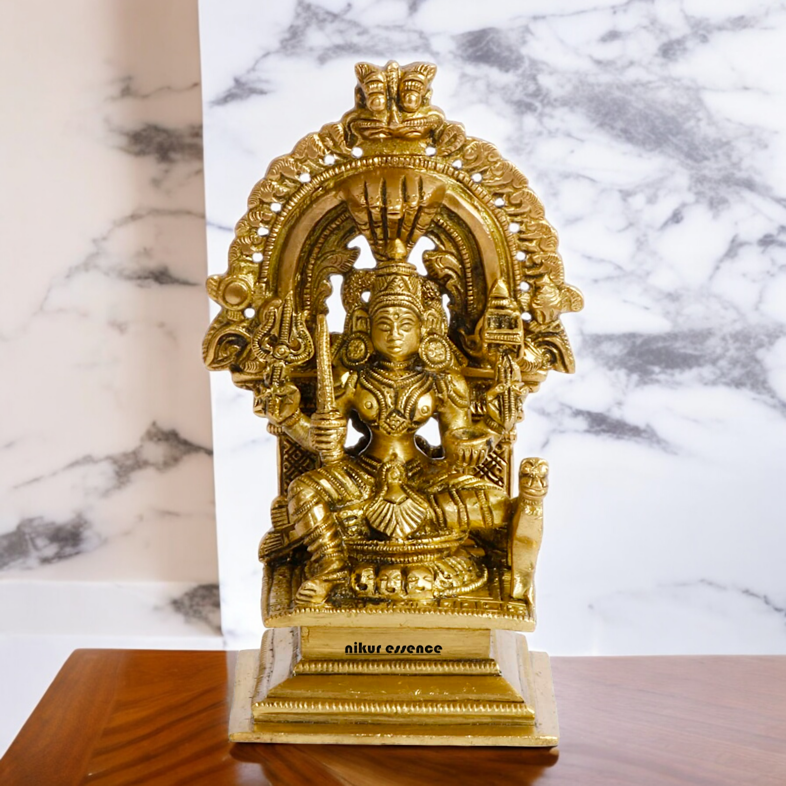 Pure Brass Goddess Mariamman Statue - 14 cm Idols Nikuressence