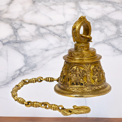 Large Solid Brass Hanging Ghanta Bell - 19.5 cm