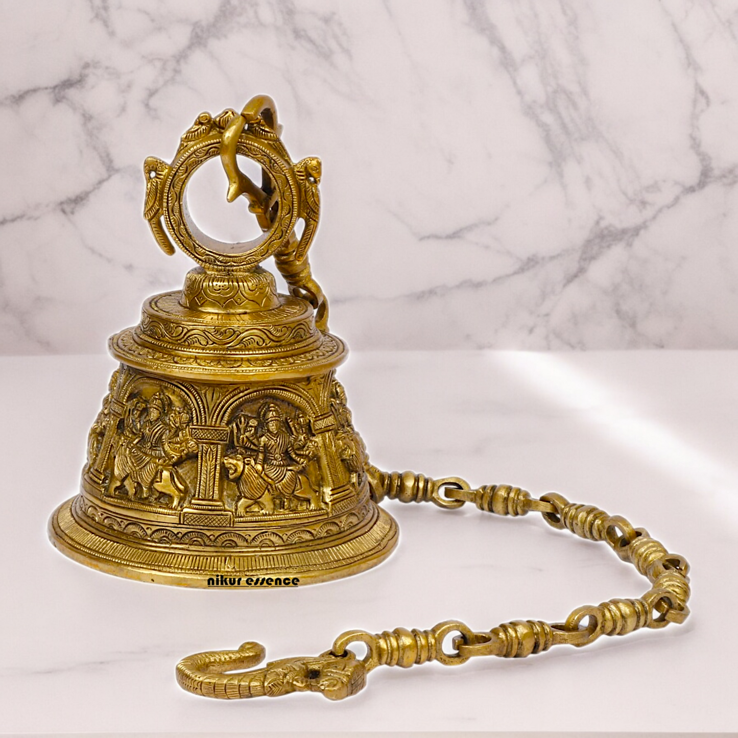 Large Solid Brass Hanging Ghanta Bell - 19.5 cm Idols Nikuressence