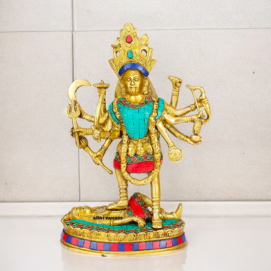 Shop Brass Kali Maa Idol with Stone Work - 11 inches