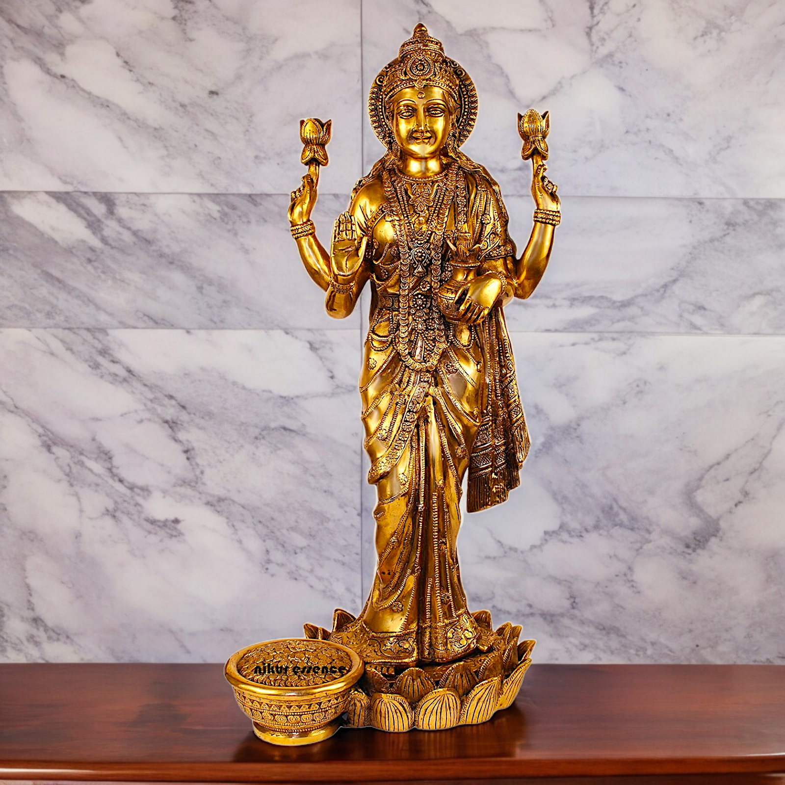 Solid Brass Maha Lakshmi Standing Idol - 25 inches