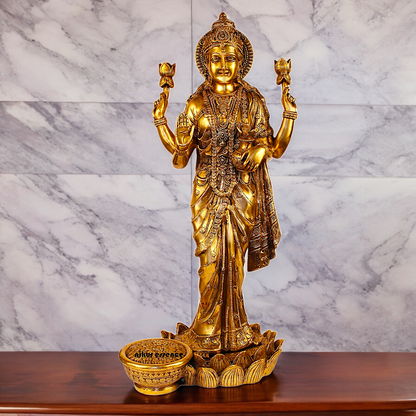 Solid Brass Maha Lakshmi Standing Idol - 25 inches