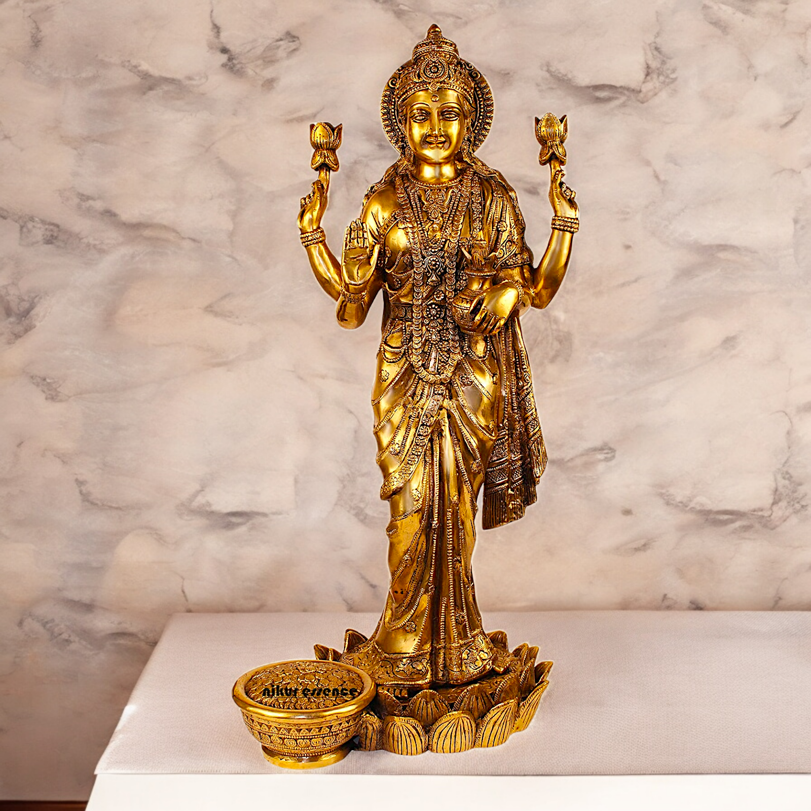 Solid Brass Maha Lakshmi Standing Idol - 25 inches