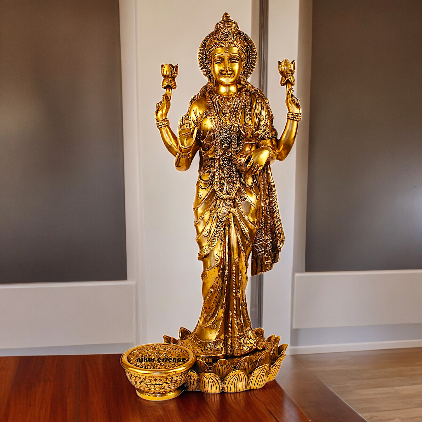 Solid Brass Maha Lakshmi Standing Idol - 25 inches