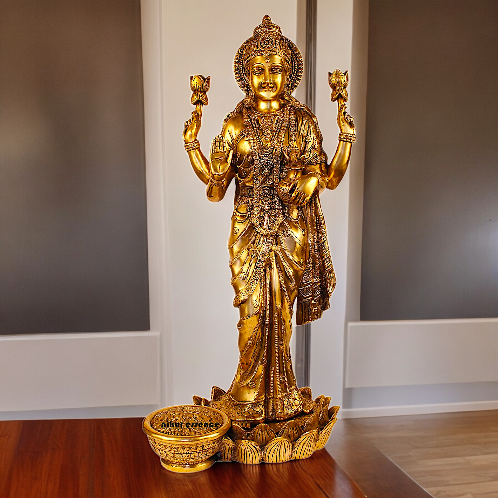 Solid Brass Maha Lakshmi Standing Idol - 25 inches