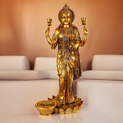 Solid Brass Maha Lakshmi Standing Idol - 25 inches