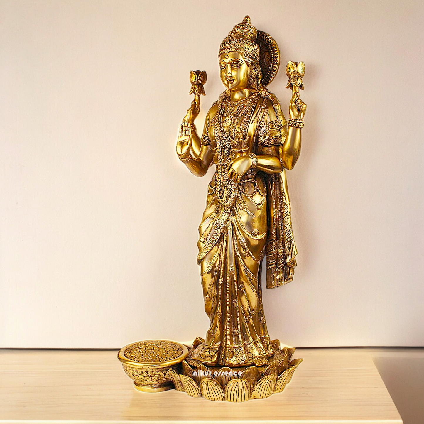 Solid Brass Maha Lakshmi Standing Idol - 25 inches