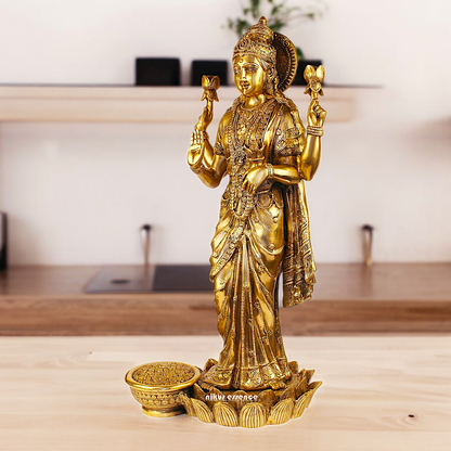 Solid Brass Maha Lakshmi Standing Idol - 25 inches