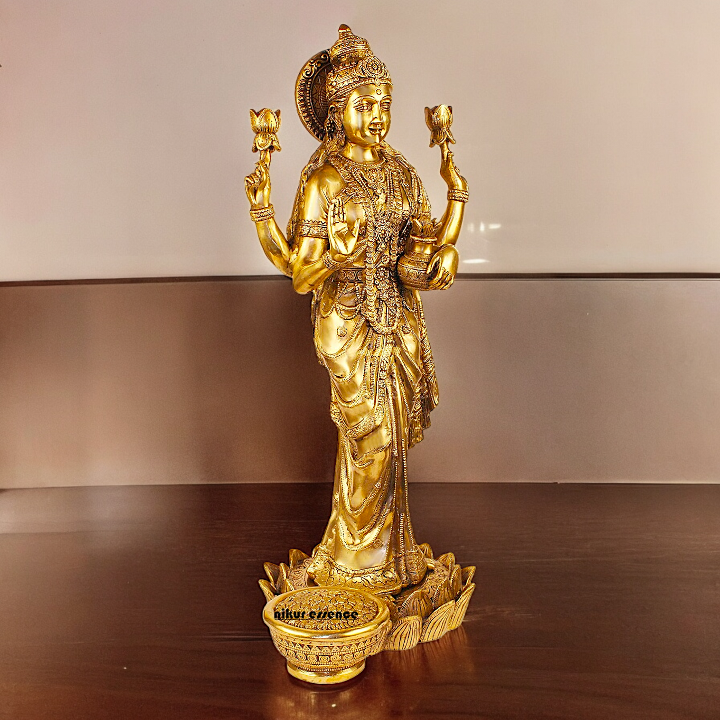 Solid Brass Maha Lakshmi Standing Idol - 25 inches