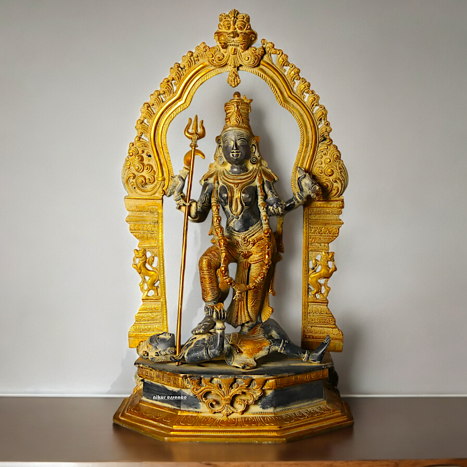 Superfine Brass Black Kali Maa Idol - 21.063 inches