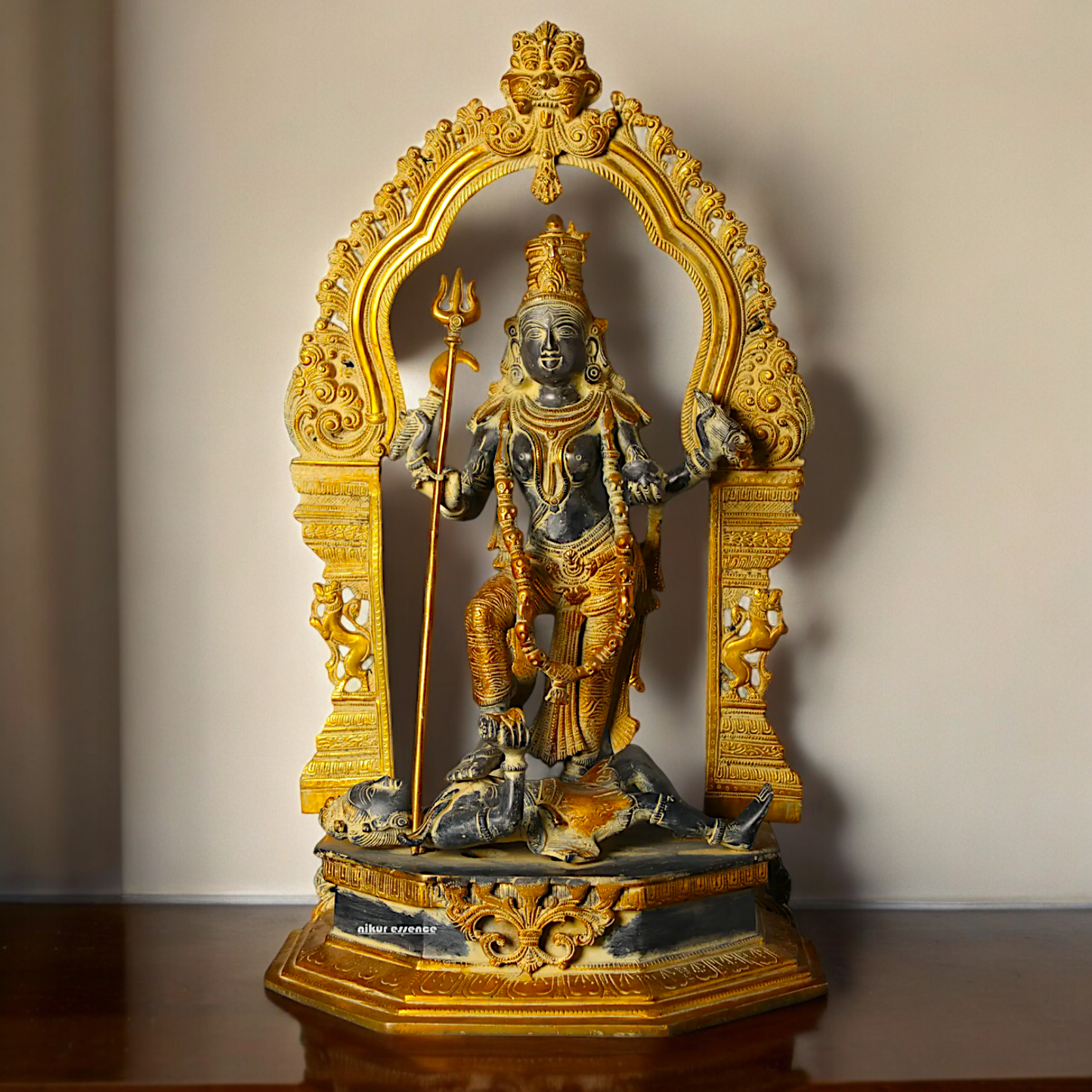 Superfine Brass Black Kali Maa Idol - 21.063 inches