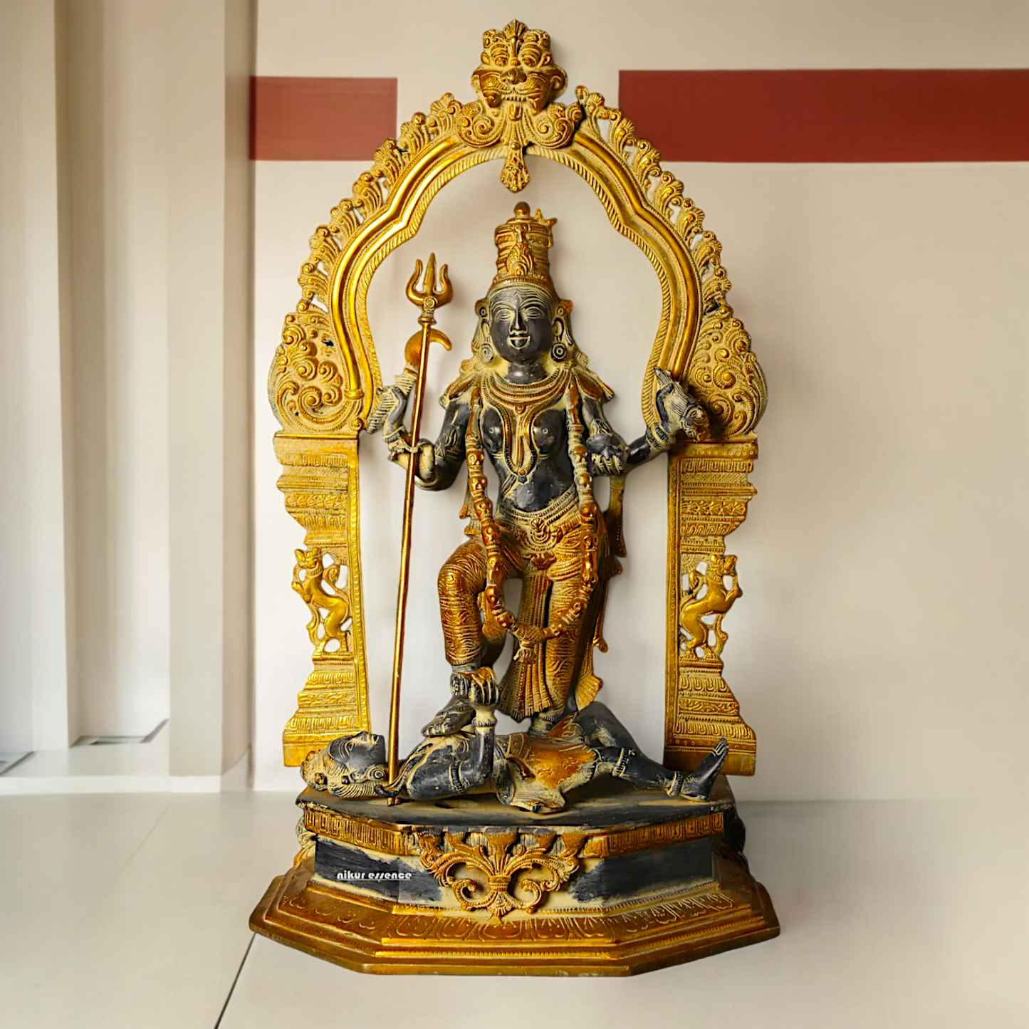 Superfine Brass Black Kali Maa Idol - 21.063 inches