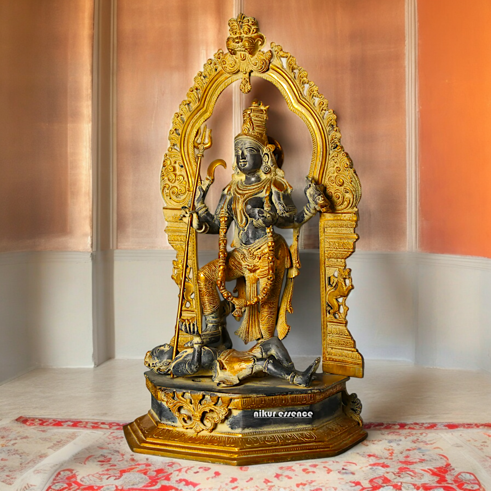 Superfine Brass Black Kali Maa Idol - 21.063 inches