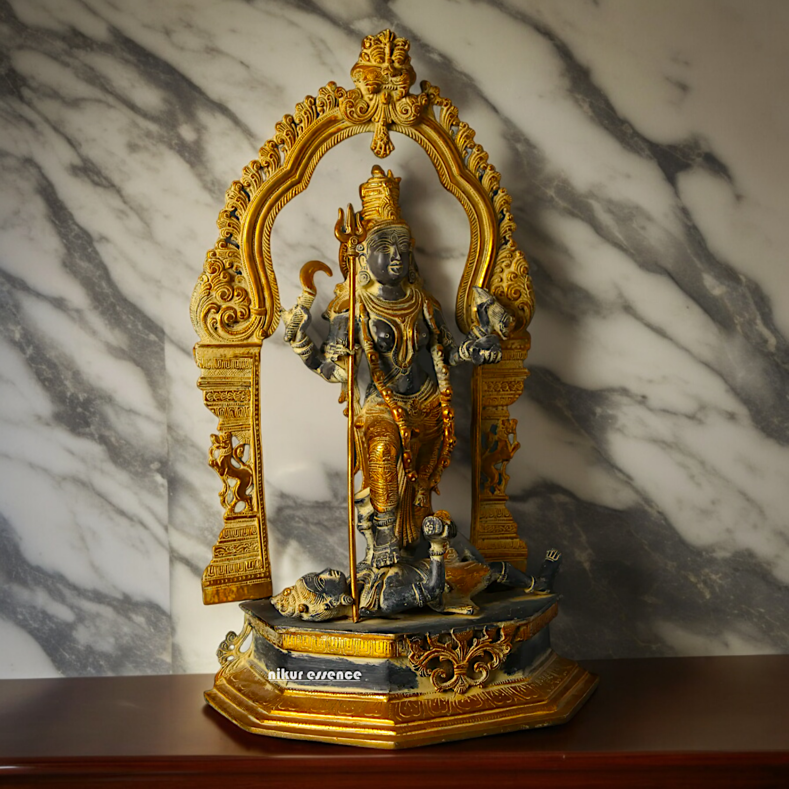 Superfine Brass Black Kali Maa Idol - 21.063 inches