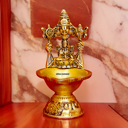 Shop Brass Tirupati Balaji with Lakshmi Diya - 5 inches