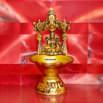 Shop Brass Tirupati Balaji with Lakshmi Diya - 5 inches