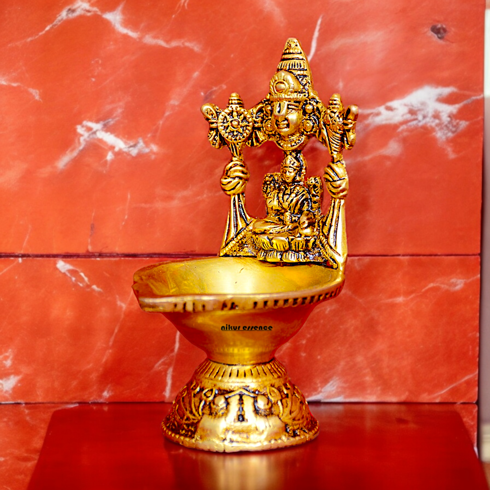 Shop Brass Tirupati Balaji with Lakshmi Diya - 5 inches