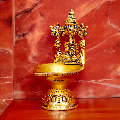 Shop Brass Tirupati Balaji with Lakshmi Diya - 5 inches