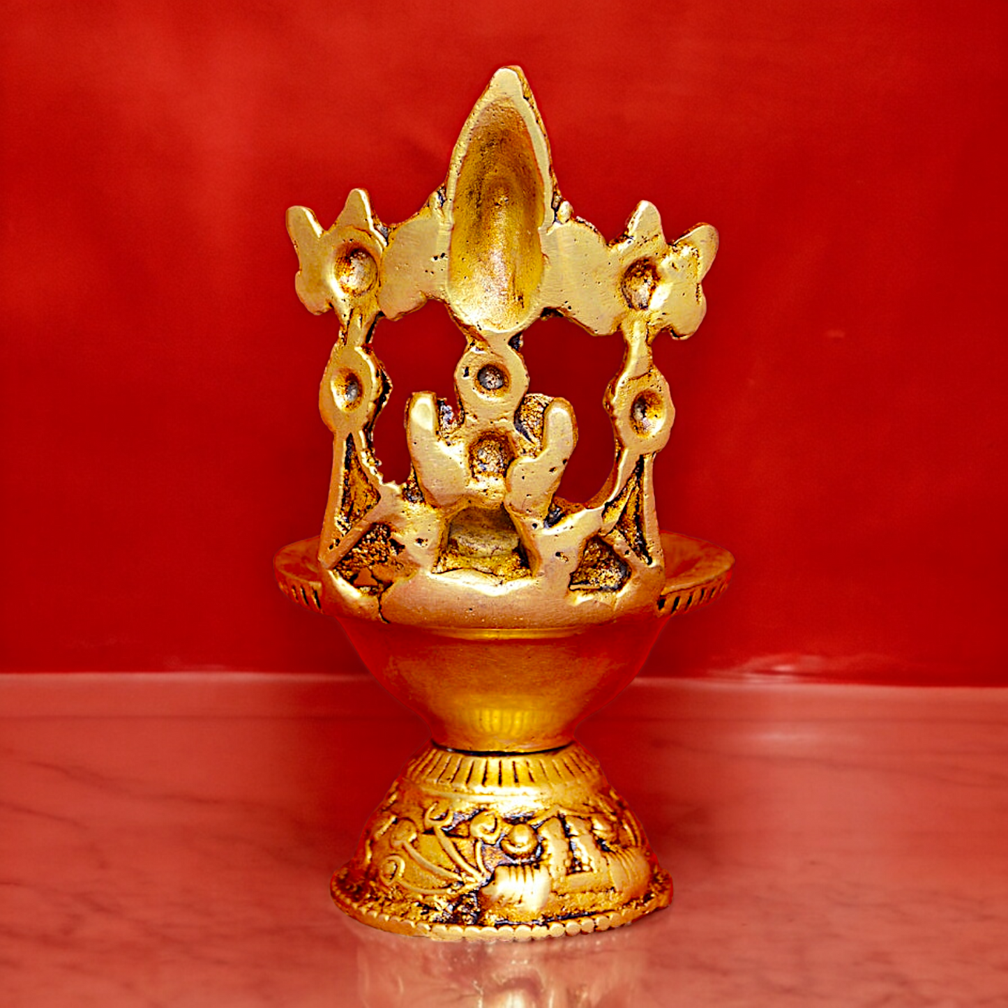 Shop Brass Tirupati Balaji with Lakshmi Diya - 5 inches