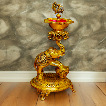 Shop Big Brass Elephant Oil lamp Diya - 17.992 inches