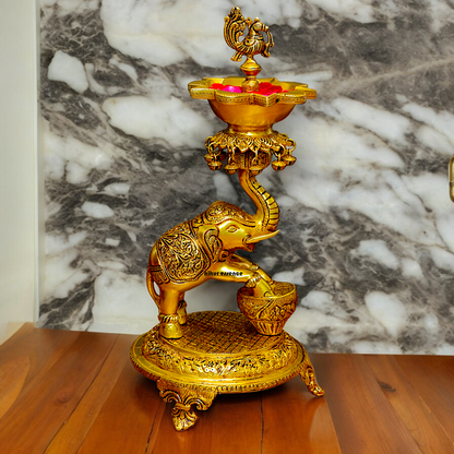 Shop Big Brass Elephant Oil lamp Diya - 17.992 inches