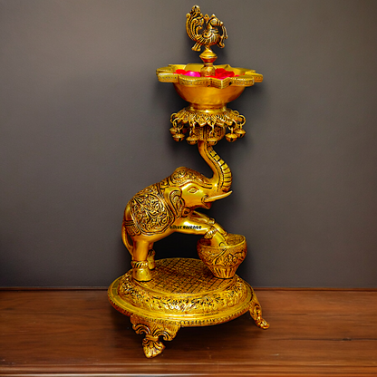 Shop Big Brass Elephant Oil lamp Diya - 17.992 inches