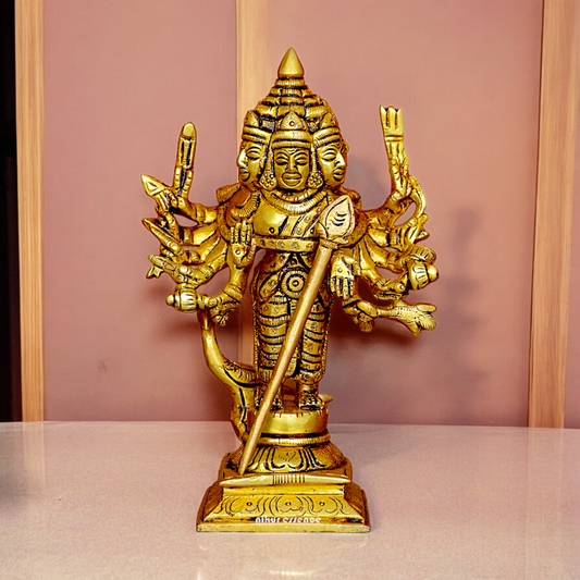 Buy antique Brass shanmugar Murugan Kartikeya idol - 6 inches