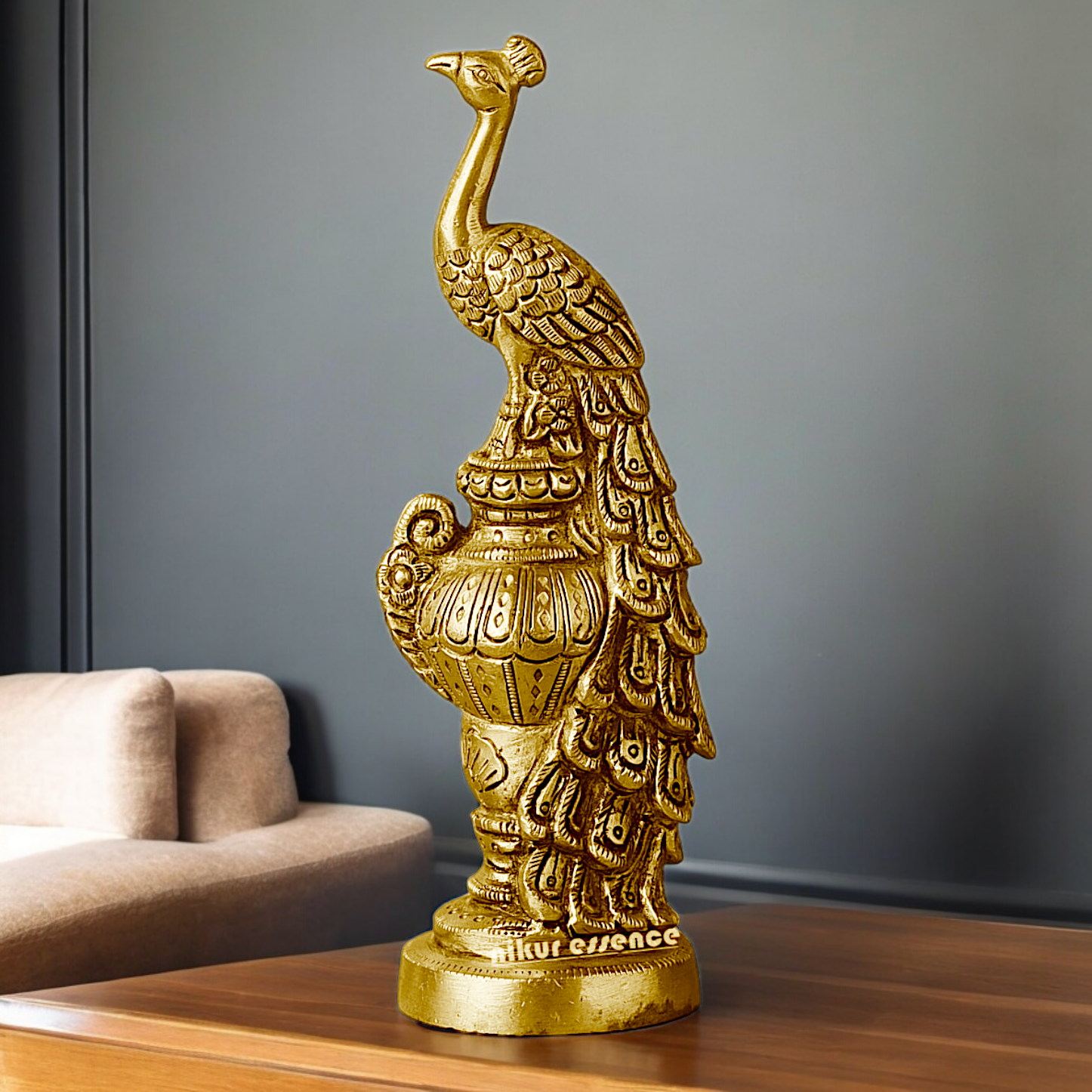 Solid Brass Beautiful Peacock Statue - 17.78 cm