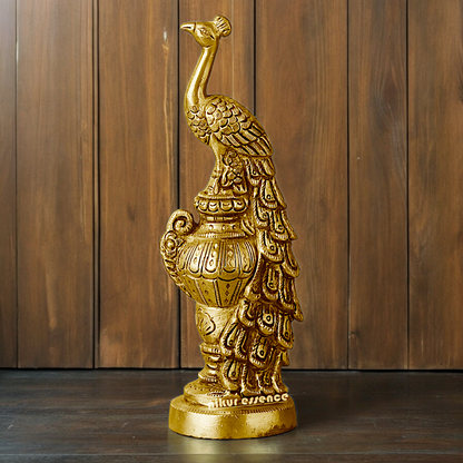 Solid Brass Beautiful Peacock Statue - 17.78 cm