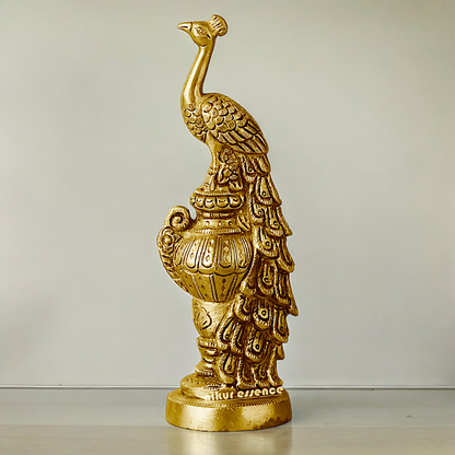 Solid Brass Beautiful Peacock Statue - 17.78 cm