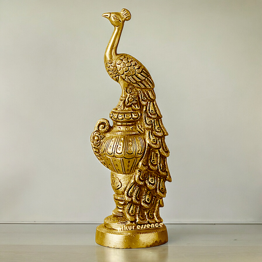 Solid Brass Beautiful Peacock Statue - 17.78 cm Idols Nikuressence