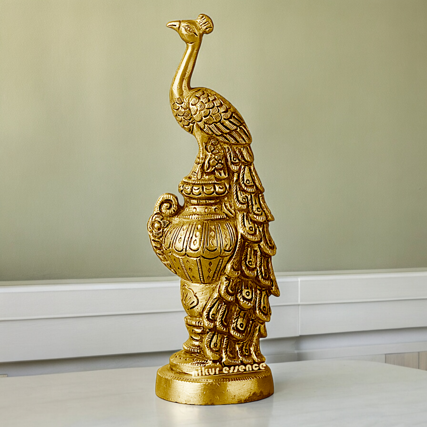 Solid Brass Beautiful Peacock Statue - 17.78 cm