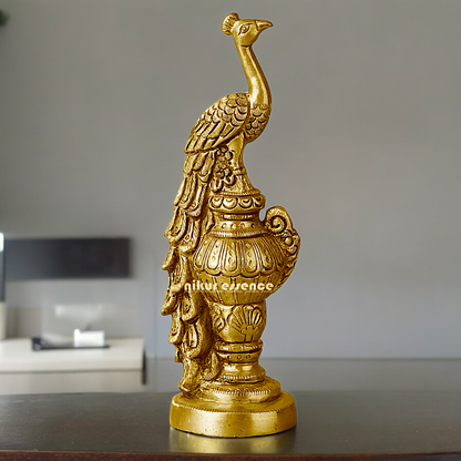 Solid Brass Beautiful Peacock Statue - 17.78 cm