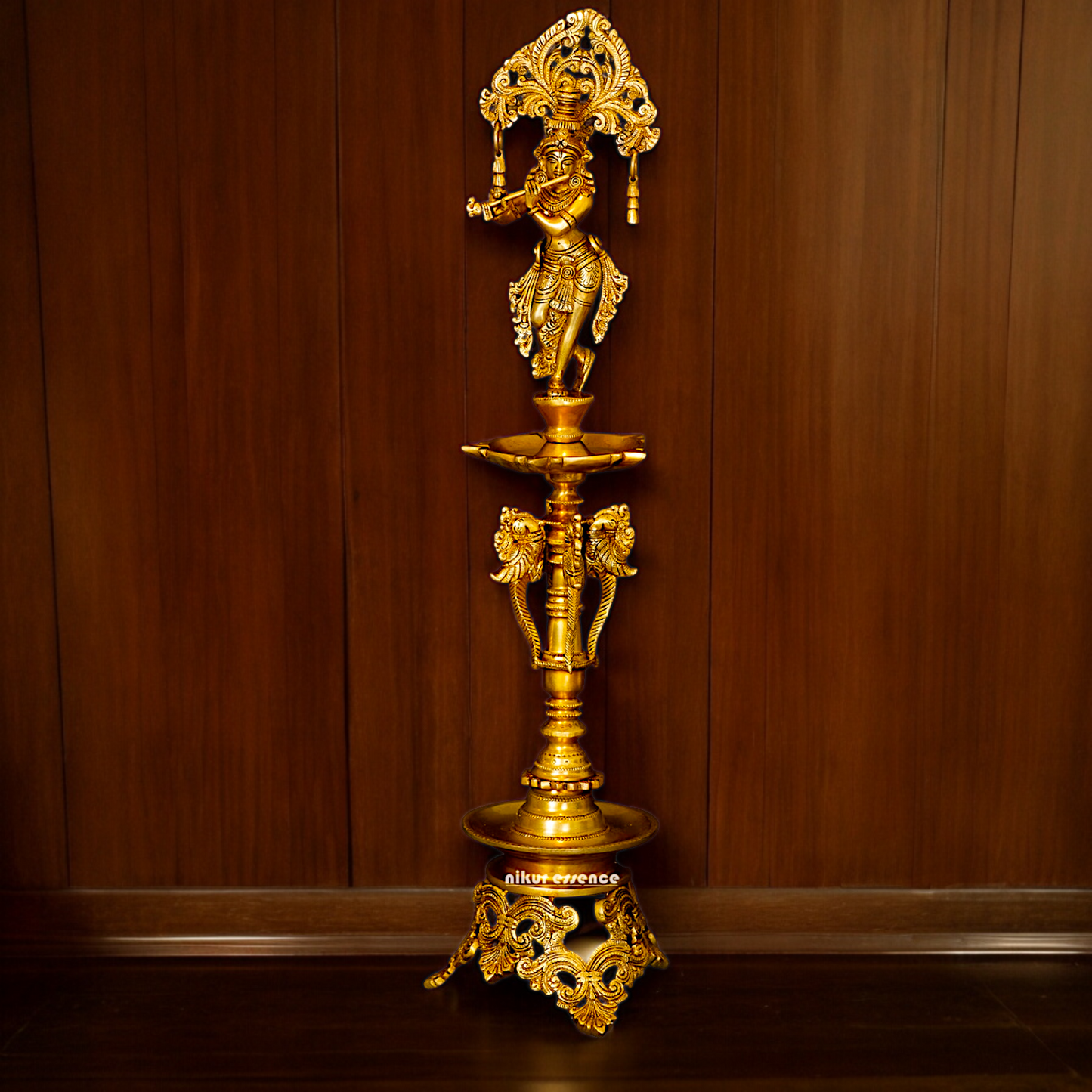 Solid Brass Krishna Stand Diya - 71 cm