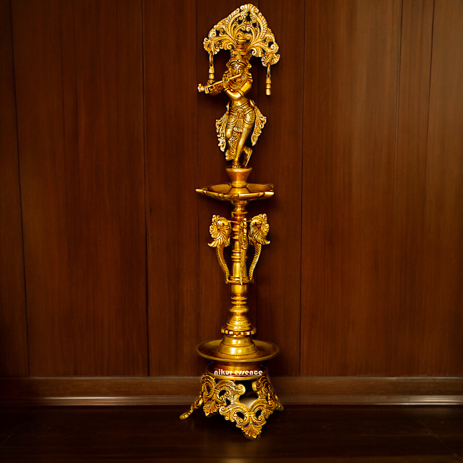 Solid Brass Krishna Stand Diya - 71 cm