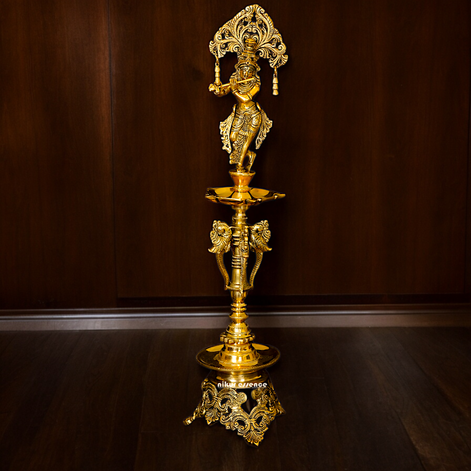 Solid Brass Krishna Stand Diya - 71 cm