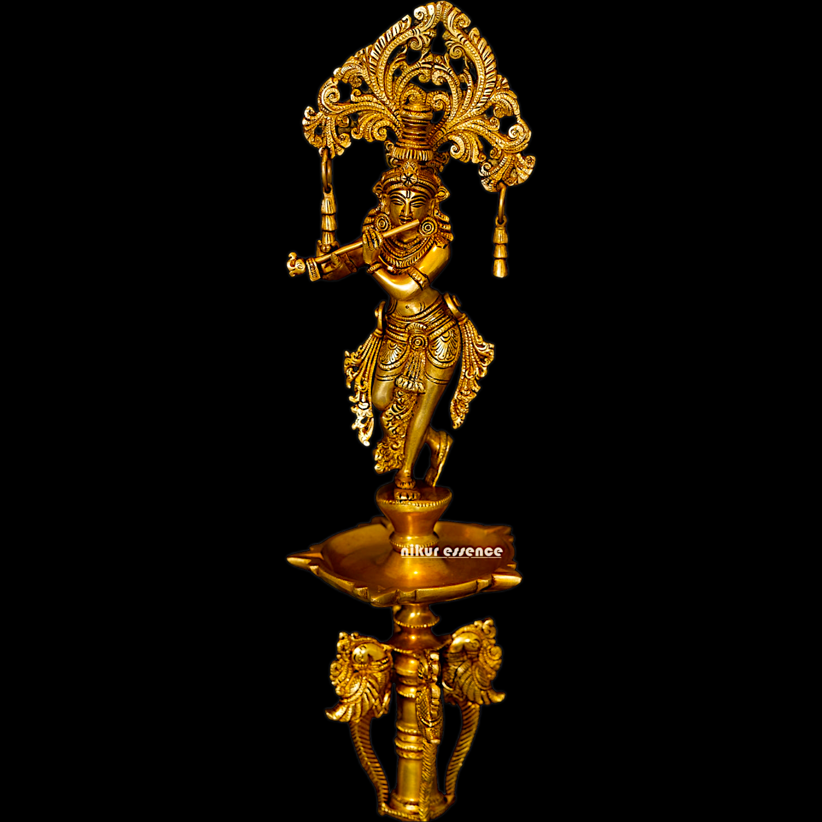 Solid Brass Krishna Stand Diya - 71 cm