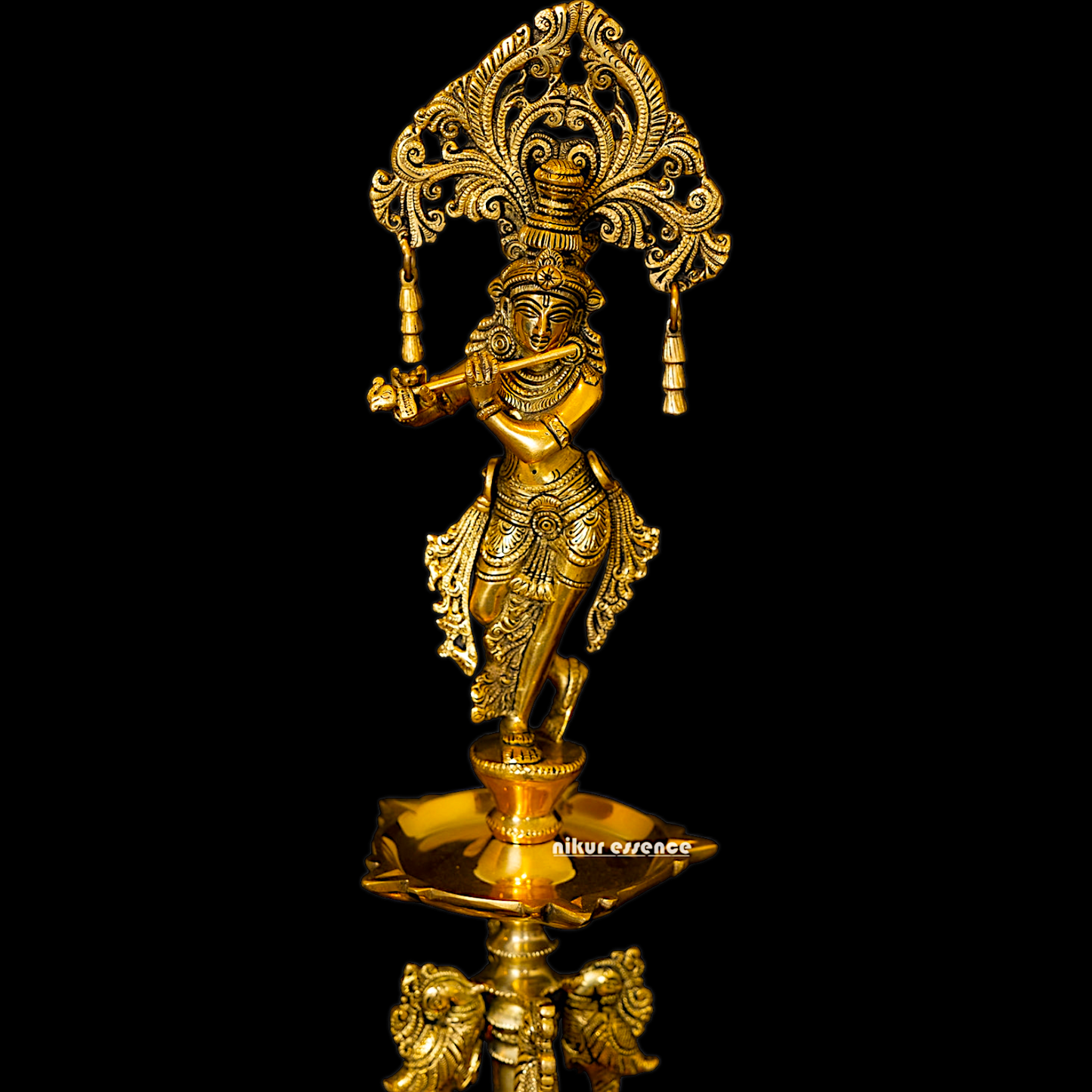 Solid Brass Krishna Stand Diya - 71 cm