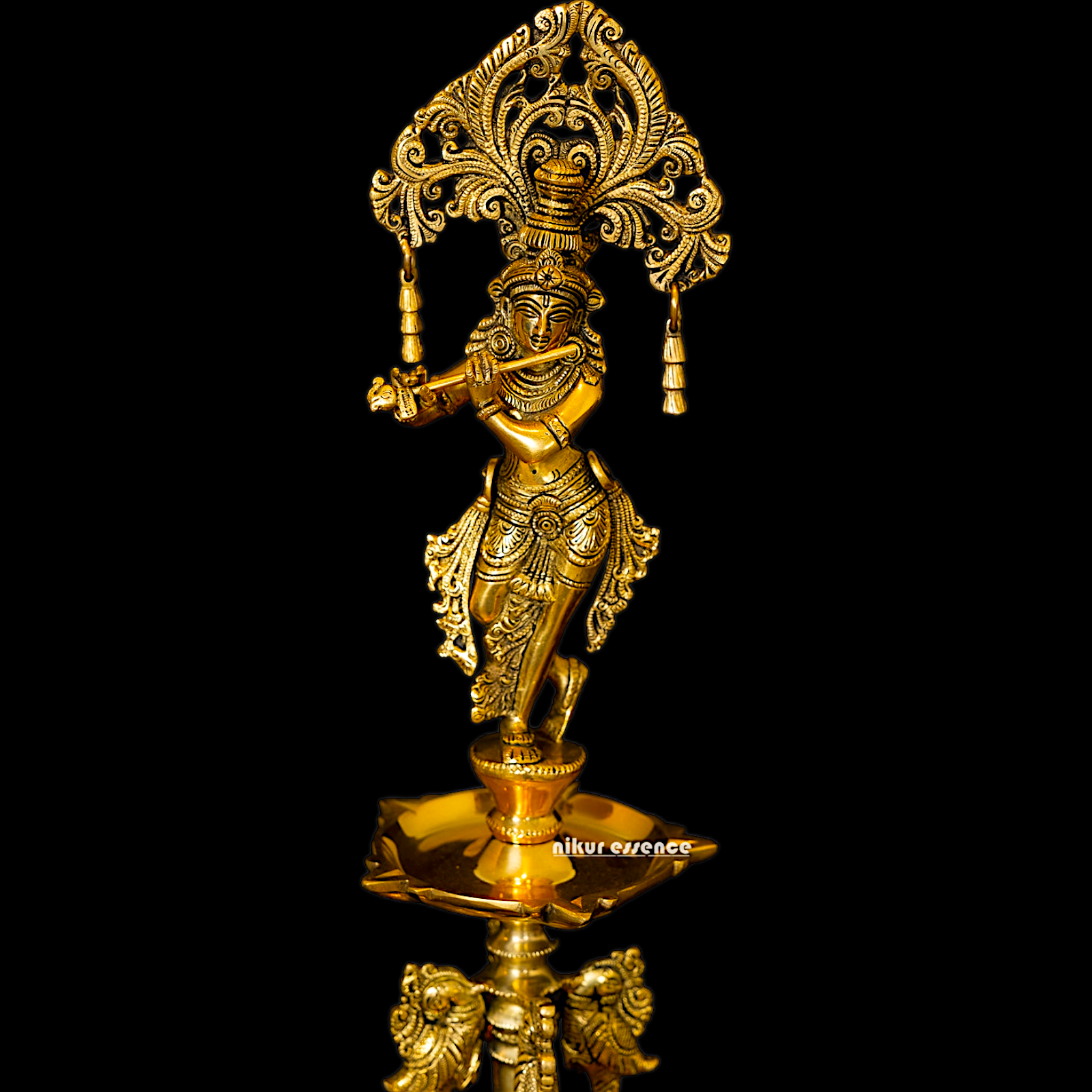 Solid Brass Krishna Stand Diya - 71 cm