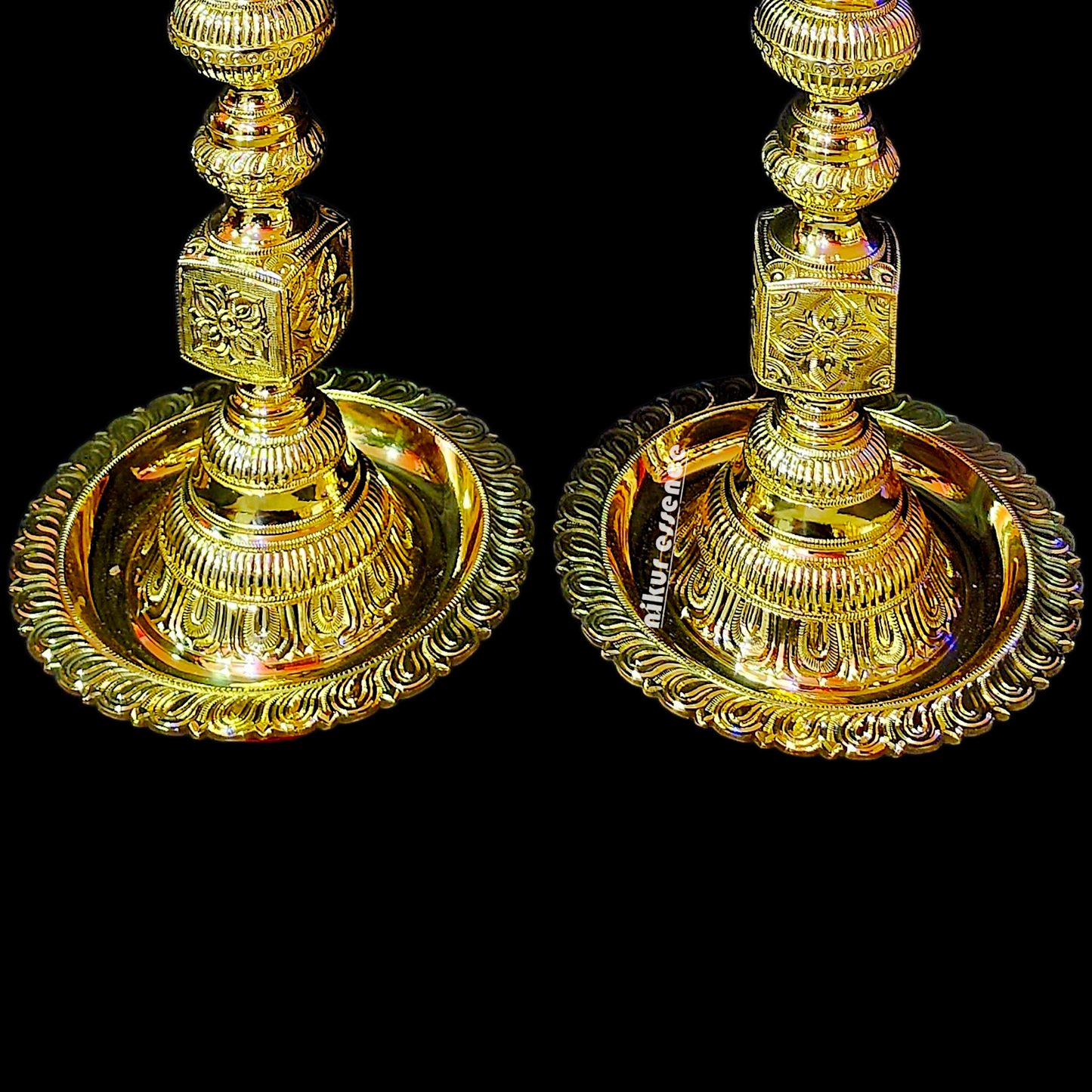 Shop Large Brass Pair Ganesha Diya Vilakku - 33 inches